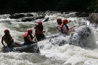 The Raft-Tossing River: Carol, Kim, Thom, and Sarah. (August 1, 2009)