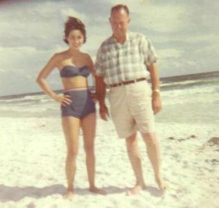 Carol and Bill Harvey at Panama City Beach (c. 1964)