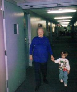 Sarah Helping Great-Grandma Walk (c. 1995) 