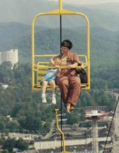 Sarah and Carol on Gatlinburg Ski-Lift  (c. 1998)